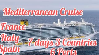 Costa Smeralda Mediterranean Cruise itinerary 3 Countries 6 Port to Discovercruise europe [upl. by Hovey]