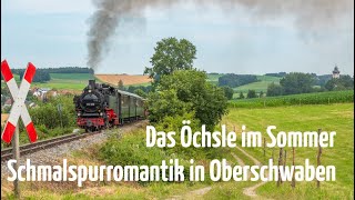 Sommer beim Öchsle Schmalspurdampfromantik in Oberschwaben mit Dampflok 99 788 [upl. by Antebi]