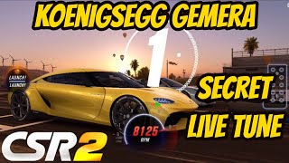 CSR2  KOENIGSEGG GEMERA  SECRET LIVE TUNE  Win Every Race amp Stay in Lobby  Dyno Buster [upl. by Hnahc]