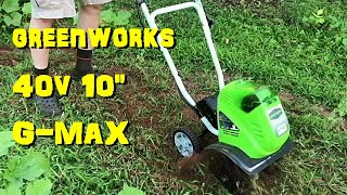 Tilling with GREENWORKS 10quot 40V Lithium GMAX Cultivator Review amp First Time Using [upl. by Ramal]