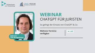 ChatGPT für Juristen  mit Tom Braegelmann [upl. by Aspia]