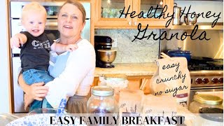 Healthy Honey Granola  No Sugar  Box Cereal Replacement  Easy Family Breakfast [upl. by Llewon133]