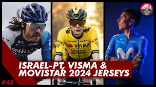 UCI WORLD TOUR 2024 KIT REVIEW  Visma Lease A Bike IsraelPremier Tech and Movistar Team [upl. by Tomaso881]