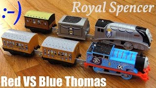 Toy Trains for Kids New Trackmaster Royal Spencer and Red VS Blue Thomas Unboxing amp Playtime [upl. by Jarita]