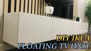 DIY IKEA FLOATING TV UNIT MOUNTING GUIDE  IKEA HACK  2ND ROOM WALL TRANSFORMATION [upl. by Stanton]