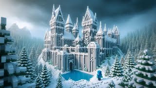 Minecraft Winter Castle Building Ideas  Cinematic Visualization [upl. by Elbys]