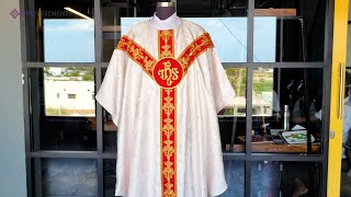 Gothic Chasuble enhanced with Embroidered Orphrey [upl. by Ahsinauj]