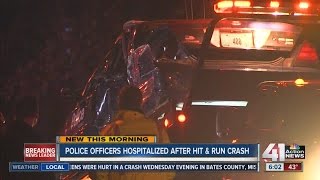 Two Kansas City police officers rushed to hospital after hitandrun crash [upl. by Ardnot]