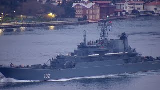 Russian Navy Ropucha Class Landing Ships transit Istanbul Strait towards Black Sea  April 17 2021 [upl. by Nileuqaj393]