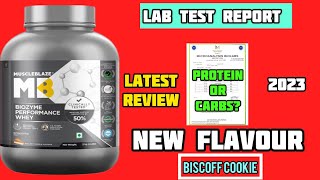 MUSCLEBLAZE BIOZYME PERFORMANCE WHEY BISCOFF COOKIE FLAVOUR HONEST REVIEW amp LAB REPORT [upl. by Aneelahs]