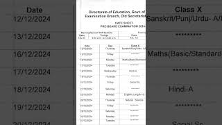 Class 10th pre board date sheet 20242025 [upl. by Esinrahc452]