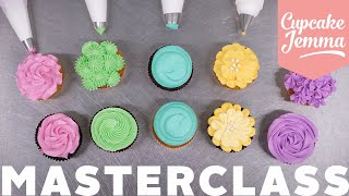 Buttercream Piping Cupcake Decorating Masterclass amp Tutorial  Cupcake Jemma [upl. by Maleeny]