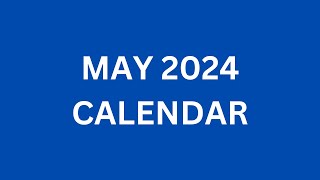 May 2024 Calendar with Holidays in USA UK India Canada France Germany etc  May Festivals [upl. by Ivan]