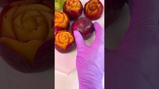 Roses out of plumsHow to make fruit carvingFood decoration ideas fruitcutting carving [upl. by Ellenod485]