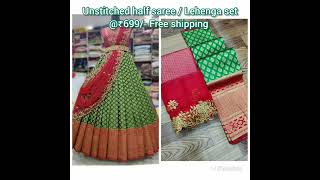 JR1551 Unstitched Lehenga set  Half saree set of Kanchipuram silk and 1m blouse 🍀 7016212330 [upl. by Octavus]