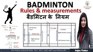 Badminton Rules in Hindi Measurement of Badminton Court  बैडमिंटन के नियम [upl. by Sel433]