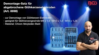 Tutorial DemontageSatz für abgebrochene Glühkerzenelektroden  M8  M10 BGS 8698 [upl. by Charley]