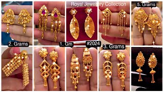 2024 Stud Gold Earrings Designs With Price And Weight  Gold Tops Earrings Gold Earrings vlog 73 [upl. by Godfry]