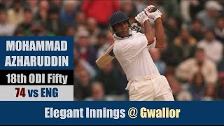 MOHAMMAD AZHARUDDIN  18th ODI Fifty  74  Gwalior  6th ODI  ENGLAND tour of INDIA 1993 [upl. by Story]