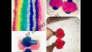 DIY Nike Fur Slippers [upl. by Aihtnic]