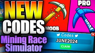 Mining Race Simulator CODES  ROBLOX 2024 [upl. by Ihcego803]