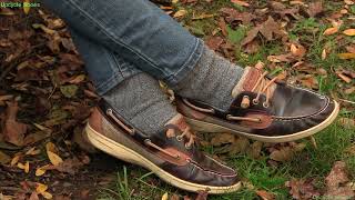 Fashion Shoot Sperry Topsider boat shoe product showcase up close outdoors in Fall weather [upl. by Anyehs]