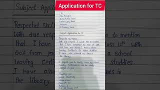 Application for TCtransfer certificate applicationtc ke liye prarthna patrashorts english [upl. by Liberati447]