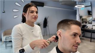 Cute Ukrainian Barber ASMR  Complete Haircut amp Shave Session 35 [upl. by Magee]