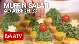 MUFFIN SALATI ALBERELLO  ANTIPASTO DI NATALE di Benedetta Rossi  Ricetta TV Fatto in Casa per Voi [upl. by Anahs]