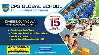 2024 Admissions Open  CPS Global School Thirumazhisai Chennai for KG to Grade 12  23 secs [upl. by Connie]