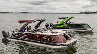 Bennington 27QXT2  Dual Yamaha 300s VS Mercury 300s Race  The Most Agile Tritoon on The Market [upl. by Armilla746]