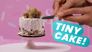 I made a TINY Chocolate Chip Cookie CAKE With Tiny Baking Queen Sugarpusher  How to Cake It [upl. by Ennahs]