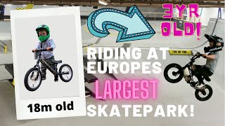 From falling off a bike with stabilisers to riding BMX at Europes largest skate park by 3 years old [upl. by Millman539]