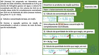 CAP 01  EXER 163  Vunesp Foi preparada em laboratório uma solução de ácido clorídrico [upl. by Hajan]