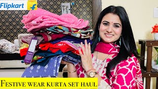 Festive Wear Flipkart Kurta Set Haul Anarkali Kurta Pant With DupattaAlia CutCotton Kurta Palazzo [upl. by Etirugram]