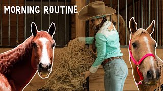 MORNING ROUTINE WITH 3 PONIES IN THE WINTER Daily Horse Care Routine [upl. by Aiym]