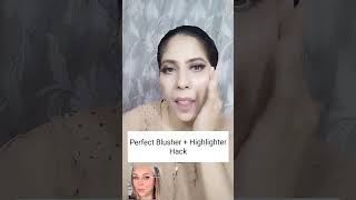 Perfect Blusher  highlighter Hackhack blusherhack makeuphacks makeupideas makeup muamakeup [upl. by Hewart]