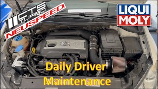 VW MK6 GTI Oil Change amp Neuspeed PFlo Air Filter Cleaning No Talking Just Wrenching [upl. by Hawkie545]