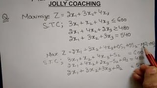 LPPSimplex Method With Mixed or Three Constraints in Hindi By JOLLY Coaching [upl. by Vevine560]