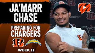 Bengals WR JaMarr Chase on NFL Leading Numbers MustWin vs Chargers and Joe Burrows FBomb [upl. by Zeba289]