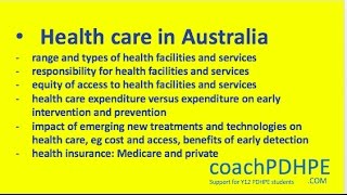 HSC PDHPE Core 1  Health Care in Australia [upl. by Nwahsal]