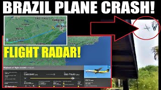 🤯 WARNING Graphic  Brazil Plane Crash Flight RADAR Path [upl. by Eirahcaz]