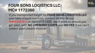 Freight Broker Watch  FOUR SONS LOGISTICS LLC MC 1172380 [upl. by Drobman]