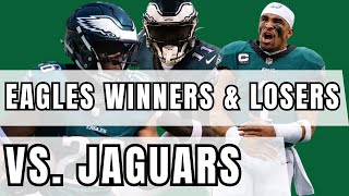 Philadelphia Eagles FLYERS amp FLOPS winners amp losers vs Jacksonville Jaguars [upl. by Nahtanaj]