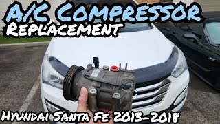 AC Compressor Replacement Hyundai Santa Fe Sport 2013 to 2018 [upl. by Lledualc538]