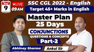 45 Score in English  CONJUNCTIONS  PART  2  By Ankul Sir  abhinaymaths ssc cgl [upl. by Stacie]