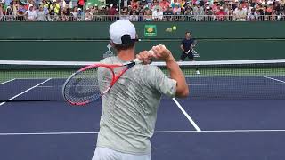 Schwartzman and Federer  2019 Indian Wells Practice Clip 2 [upl. by Veronica]