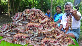 TIGER PRAWNS BIRYANI  Tasty Prawns Biryani Cooking and Eating in Village  Farmer Cooking [upl. by Truk]