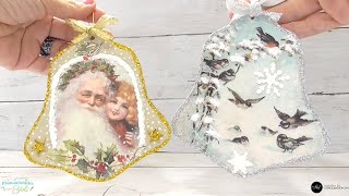 Cómo Hacer Campanas De Navidad 🔔 🎅con Cartón y Decoupage  Adornos Navideños de Cartón [upl. by Elleimac]