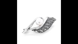 ASHA Jewelry  Marcasite and Fresh water Pearl Silver Brooch [upl. by Adrell]